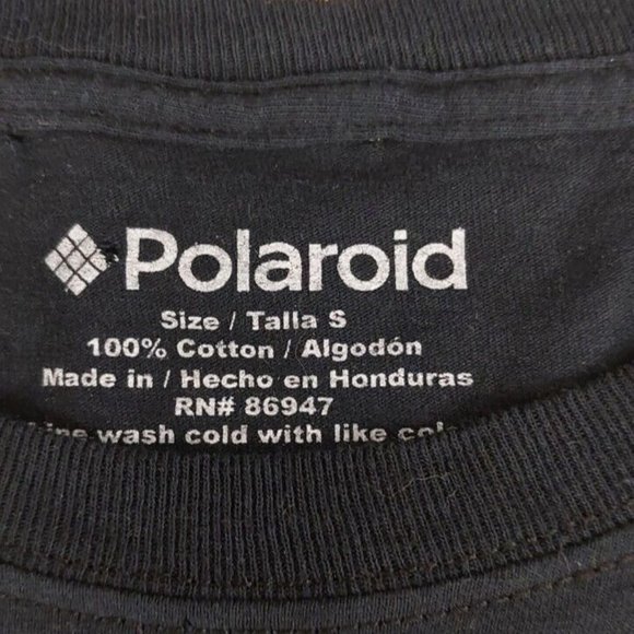 Polaroid Small Long Sleeve T Shirt Land Camera Rainbow Cotton Unisex Black Retro - Picture 4 of 5